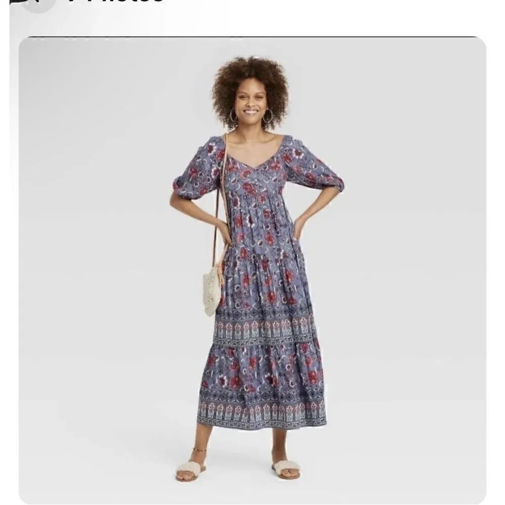 Knox Rose blue floral Kosovo midi dress S